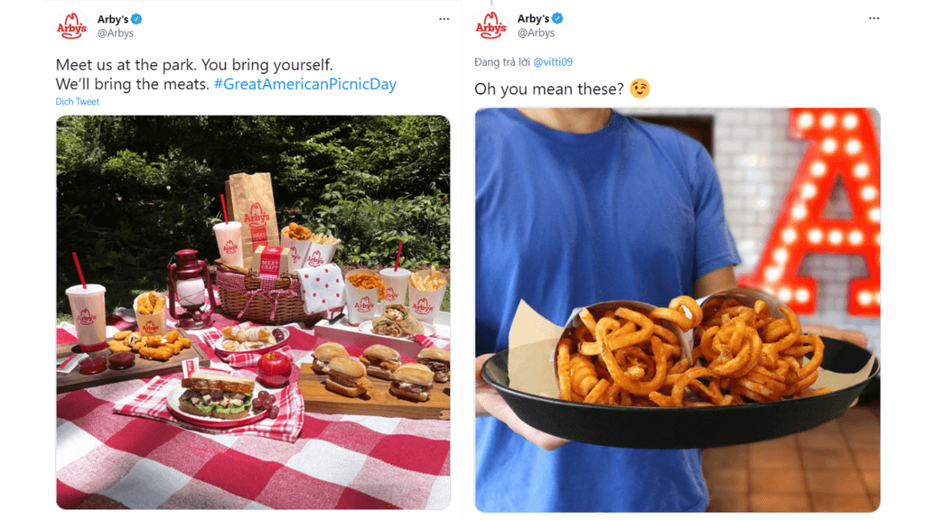 Tweet trên Twitter của Arby’s