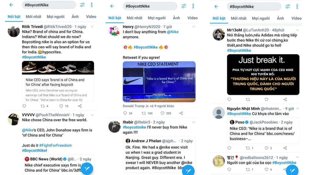 Làn sóng tẩy chai Nike trên Twitter